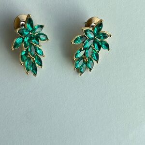 Monet Gold and Green Leaf Earrings
